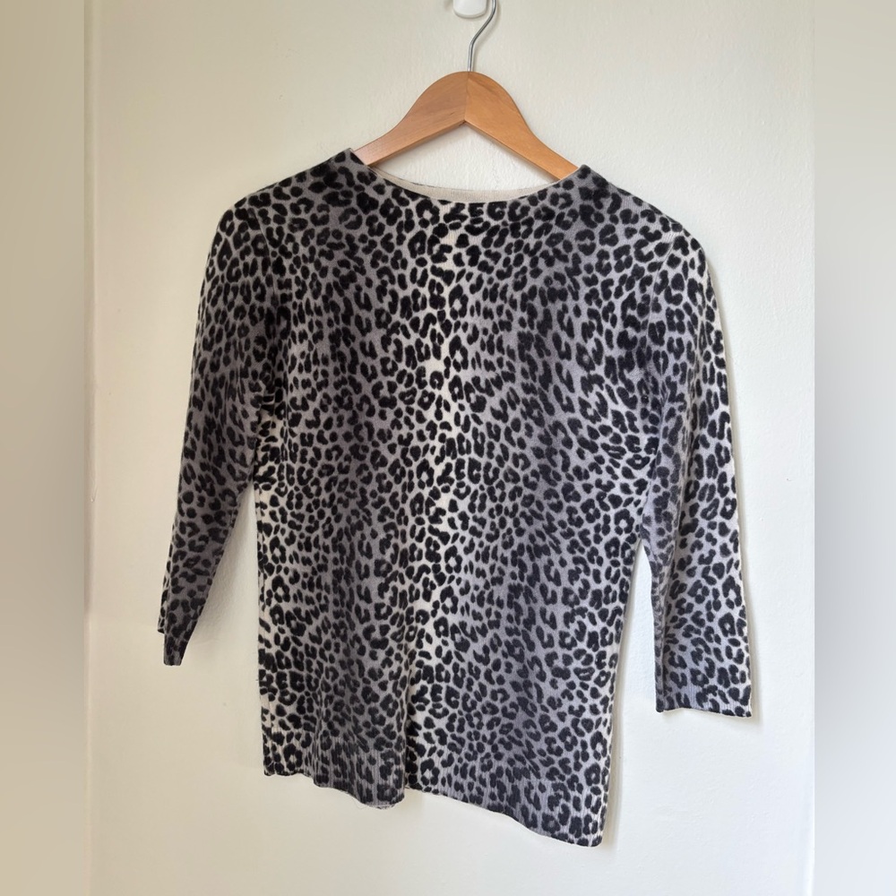 Talbots Gray and Black Animal Print Cashmere Sweater Mp